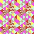Seamless triangle abstract memphis geometric art pattern background with feminine colors. Royalty Free Stock Photo