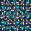 Seamless triangle pattern abstract background with geometric texture memphis pastel trendy. Royalty Free Stock Photo
