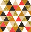 Seamless triangle tile pattern with glittery effect