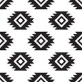 Seamless tribal black and white pattern