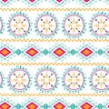 Seamless tribal ethnic pattern Aztec abstract background Mexican horizontal ornamental texture in bright pink orange Royalty Free Stock Photo