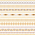 Seamless tribal ethnic pattern Aztec abstract background Mexican ornamental texture in yellow coffee brown colors