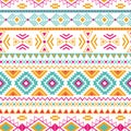 Seamless tribal ethnic pattern Aztec native background Mexican ornamental texture in bright pink orange colors Royalty Free Stock Photo