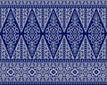 Seamless tribal flower border on blue background Royalty Free Stock Photo