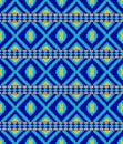 Seamless tribal flower pattern on blue background Royalty Free Stock Photo