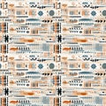 Seamless of Tribal ornament. Seamless African pattern. Ethnic carpet style. Geometric mosaic on the tile Ancient interior. Modern