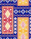 Seamless tribal print pattern on blue background Royalty Free Stock Photo