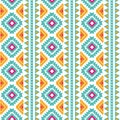Seamless tribal vertical ethnic pattern Aztec abstract background Mexican texture in bright pink orange colors vector Royalty Free Stock Photo