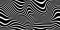 Seamless trippy psychedelic wavy warbled retro horizontal zebra stripes pattern Royalty Free Stock Photo