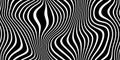 Seamless trippy psychedelic wavy warbled retro vertical zebra stripes pattern Royalty Free Stock Photo
