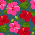 Seamless tropical flower. Blossom flowers for seamless pattern background. Vector illustration.
