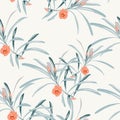 Seamless tropical flower pattern background. Tropical flowers, jungle leaves, on light background. Exotic print. Royalty Free Stock Photo