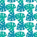 seamless tropical leaf pattern and background vector illustration Royalty Free Stock Photo