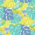 seamless tropical leaf pattern and background vector illustration Royalty Free Stock Photo