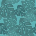 seamless tropical leaf pattern and background vector illustration Royalty Free Stock Photo