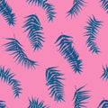 Seamless tropical pattern, exotic background with palm tree branches, leaves, leaf, palm leaves. endless texture Royalty Free Stock Photo