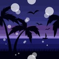 Seamless tropical pattern with sea and palm trees