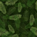 Seamless tropics background. Tropical leaves in a classic green color.