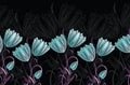 Seamless tulip floral border