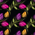 Seamless tulip floral pattern