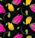 Seamless tulip flower pattern