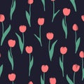 Seamless tulip pattern. Vector floral background