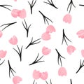 Seamless tulips pattern. Pink floral vector illustration Royalty Free Stock Photo