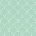 Seamless turquoise japanese art deco floral waves pattern vector