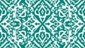 Turquoise floral tile pattern, geometric decorative background Royalty Free Stock Photo