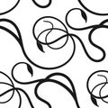 Seamless twisted plants. Black curls on a white background. Royalty Free Stock Photo