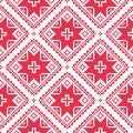 Seamless Ukrainian, Slavic folk art red embroidery pattern