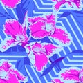 Seamless Ultraviolet Hawaiian tropical pattern with, palm leaves and flowers. Royalty Free Stock Photo