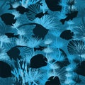 Seamless underwater banner with tropical fish, vector Royalty Free Stock Photo