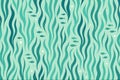 Seamless underwater pattern with stylized green seaweed, blue fish, and bubbles. Aquatic nature background design Royalty Free Stock Photo