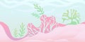 Seamless unending background for game or animation. Underwater world with seaweed and coral. Vector illustration Royalty Free Stock Photo