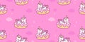 Seamless unicorn cartoon on cupcake cute Pony Child animal pattern Royalty Free Stock Photo