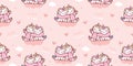 Seamless unicorn couple lover fairy cartoon cute Pony Child on cloud animal pattern