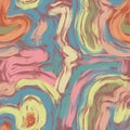 Seamless unusual abstract background of smooth lines in pastel harmonious faded colors f