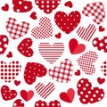 Seamless Valentine`s Day pattern with patchwork hearts