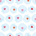 Seamless Valentines Day background with bubbles with red hearts. Royalty Free Stock Photo