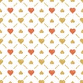 Seamless valentines pattern with golden glittering hearts. Gold Seamless pattern. Repeatable valentines day design. Can be used Royalty Free Stock Photo