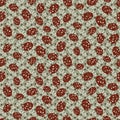 Seamless vecctor pattern with ladybugs on a textred background Royalty Free Stock Photo