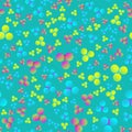 Seamless, Vector Abstract Colorful Image. Stylized Yellow-Red Balls On a Green-Blue Background