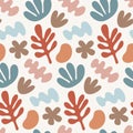 Seamless vector abstract floral pattern with leaves, plants, abstract elements in boho style for fashion, fabric