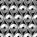 Seamless vector abstract metal pattern. Black and white geometric symmetrical repeating background. Royalty Free Stock Photo