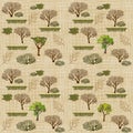 Seamless vector abstract pattern. Design set for a landscape project, a park with bushes, trees, petals, leaves on a Royalty Free Stock Photo