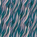 Seamless vector abstract pattern with doodle hand drawn lines, looking like waves, braids or curly hair. Colorful modern Royalty Free Stock Photo