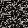 Seamless vector abstract pattern with lines and dots in monochrome. Background of repeatable organic rounded shapes Royalty Free Stock Photo