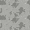 Seamless vector abstract pattern with lines and dots in monochrome. Background of repeatable organic rounded shapes Royalty Free Stock Photo