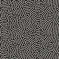 Seamless vector abstract pattern with lines and dots in monochrome. Background of repeatable organic rounded shapes Royalty Free Stock Photo